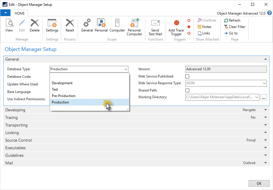 Changing the Database Type