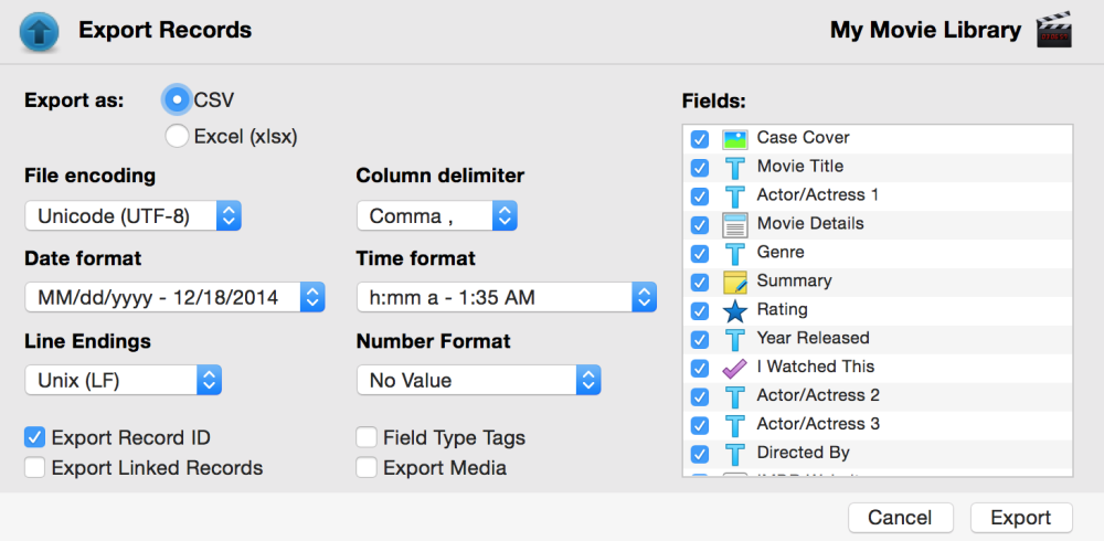 tap forms mac 5 import from csv