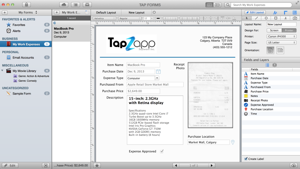tap forms