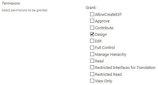 Select one or more permission levels Select one or more permission levels