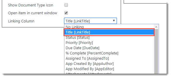 Display Tab Linking Column Display Tab Linking Column