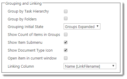 Grouping and Linking section on the Display tab Use the Linking Column drop down list to select the column to link on.