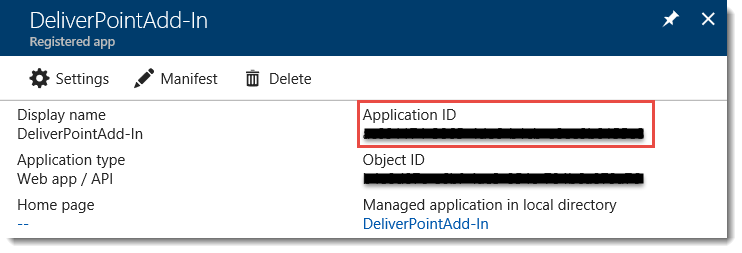 DeliverPoint Add-In Azure Application Details DeliverPoint Add-In Azure Application Details
