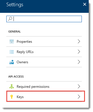 Azure AD Settings Keys Azure AD Settings Keys