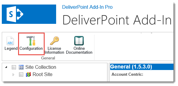 DeliverPoint Add-In Configuration DeliverPoint Add-In Configuration