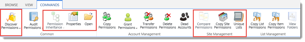 Site Management Ribbon Options Site Management Ribbon Options