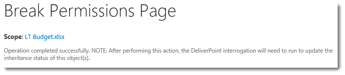 Break Permission Inheritance Completed Break Permission Inheritance Completed