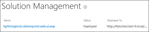 SharePoint Central Admin Solution Management Page Solution Management Page