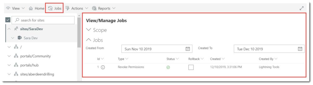 Jobs Pane Jobs Pane