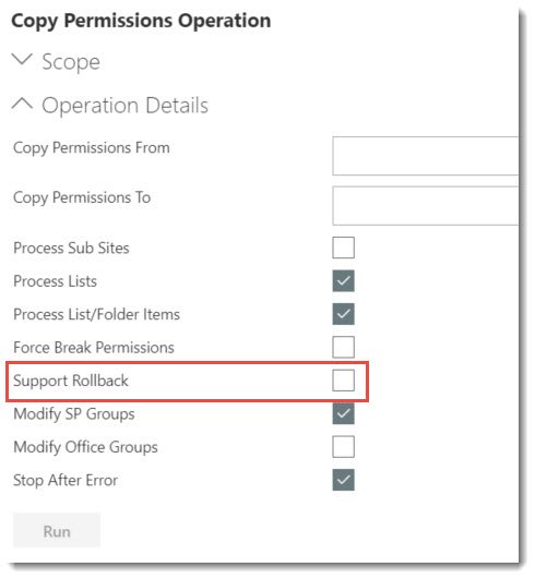 Job Rollback Checkbox Job Rollback Checkbox
