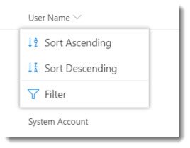 Column sorting options Column sorting options