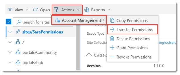 Transfer Permissions Menu Transfer Permissions Menu