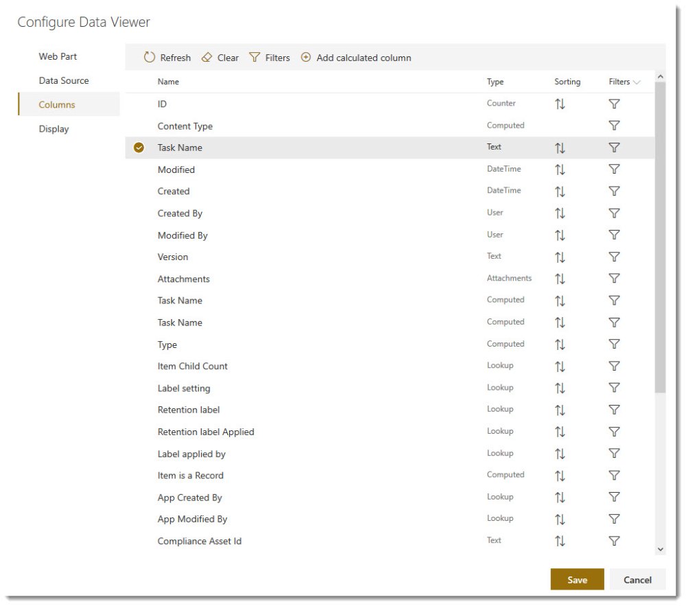 Configure Columns