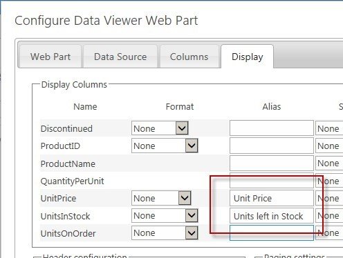 Type an alias for the column name Type an alias for the column name