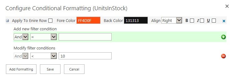 Conditional formatting Conditional formatting