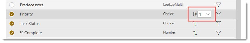 Column Sort Ascending