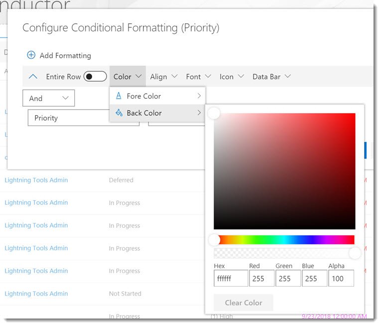 Configure Fore Back Color Configure Fore Back Color