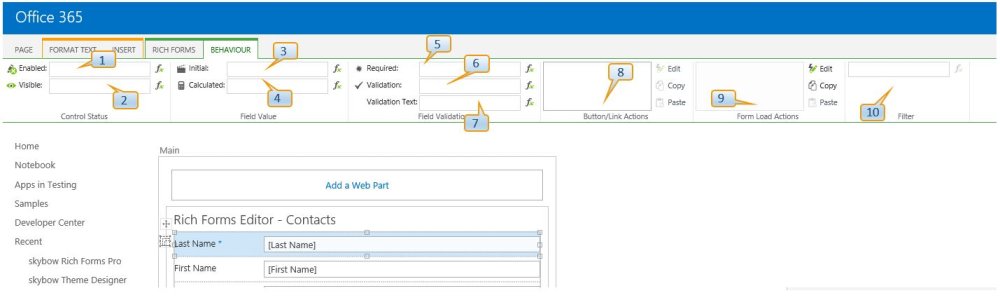 Behaviour Tab Behaviour Tab