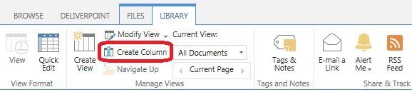 From the List / Library tab click Create Column From the List / Library tab click Create Column