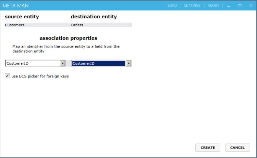 Select the two columns that join the two external content types Select the two columns that join the two external content types