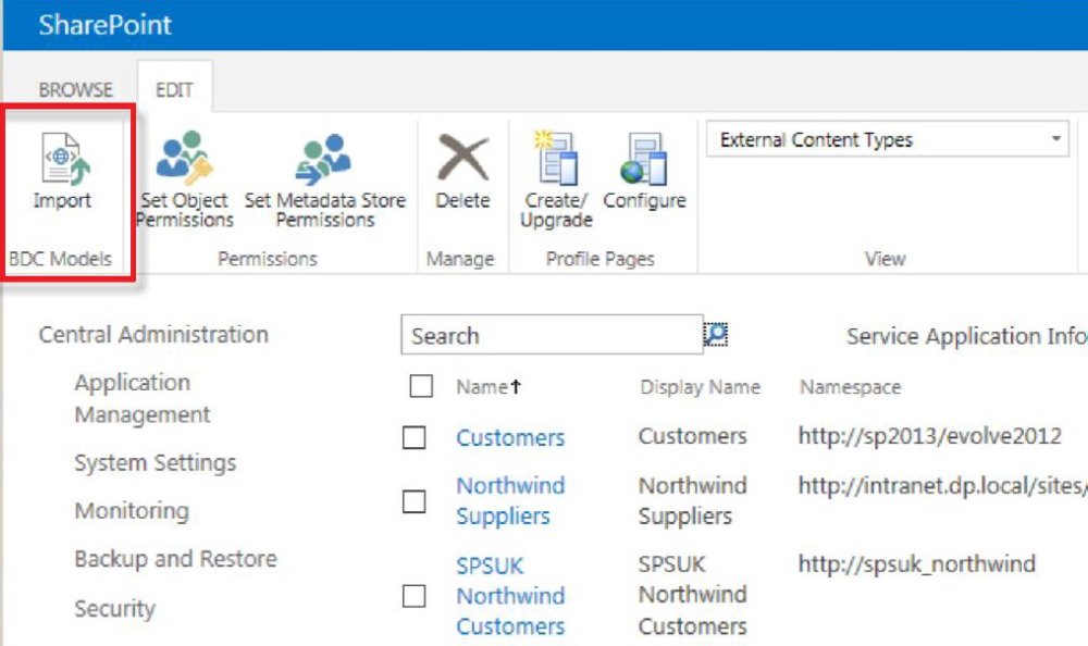 Import BDC model Click Import