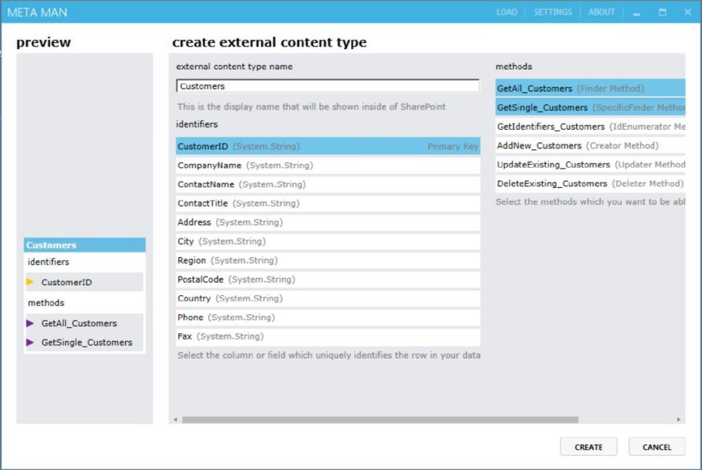 Creating an External Content Type BCS Meta Man for Windows 1