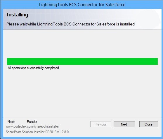 Installing - all operations successfully completed Installing - all operations successfully completed