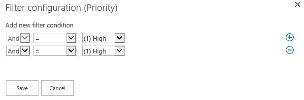 Filter configuration dialog Filter configuration dialog
