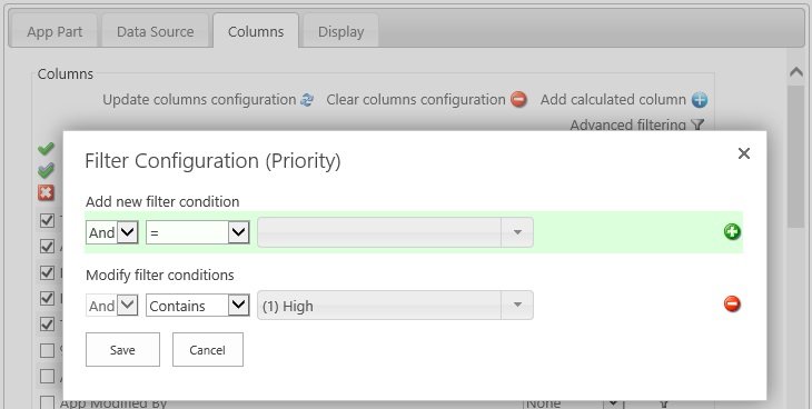 Filter Configuration Filter Configuration