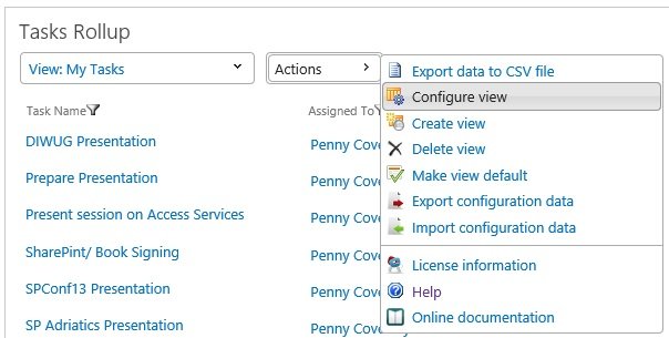 Click Configure View Click Configure View