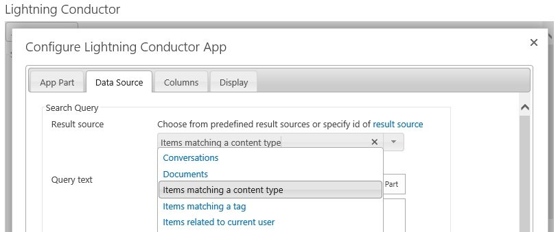 On the Data Source tab, select Items matching a content type On the Data Source tab, select Items matching a content type