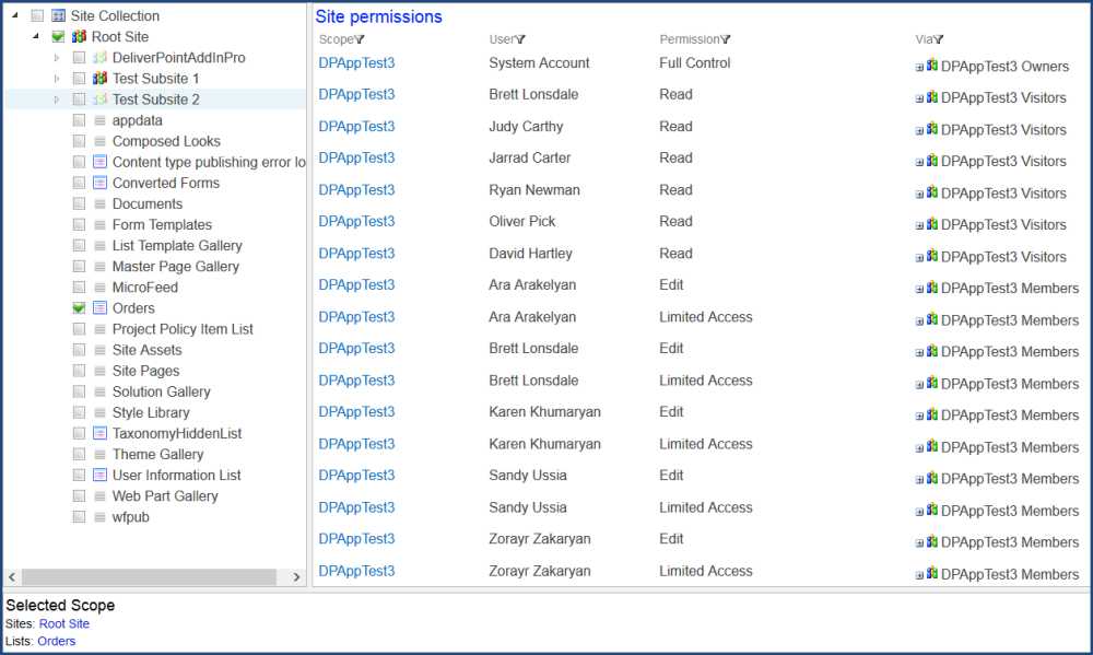 Discover Permissions Results Pane Discover Permissions Results Pane