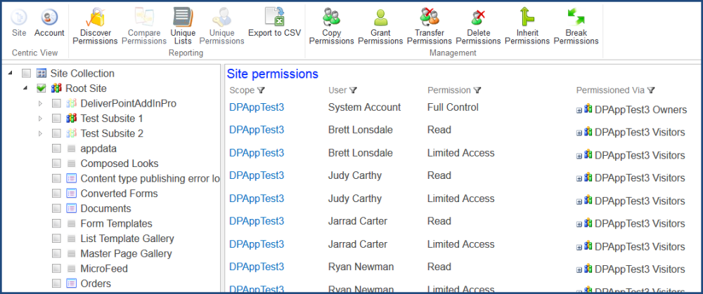 Discover Permissions Results Discover Permissions Results