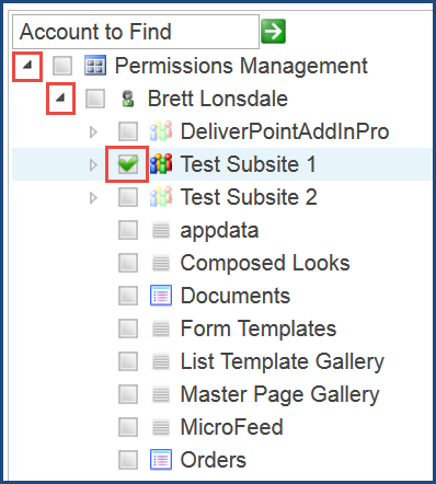 DeliverPoint Add-In Account to Find Search Tree View DeliverPoint Add-In Account to Find Search Tree View