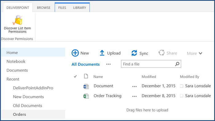 DeliverPoint Add-In Discover List Permissions DeliverPoint Add-In Discover List Permissions