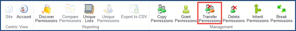 DeliverPoint Add-In Transfer Permissions Ribbon DeliverPoint Add-In Transfer Permissions Ribbon
