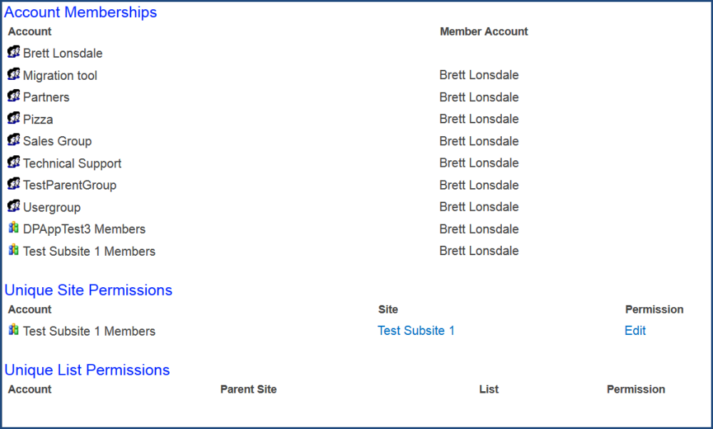 DeliverPoint Add-In Unique Permissions Results DeliverPoint Add-In Unique Permissions Results