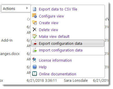 Click to export configuration data Click to export configuration data