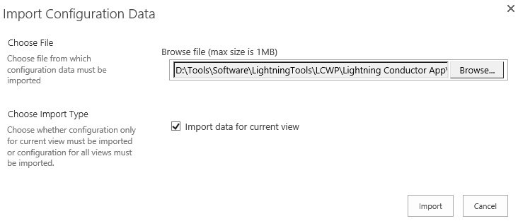 Import Configuration Data Import Configuration Data