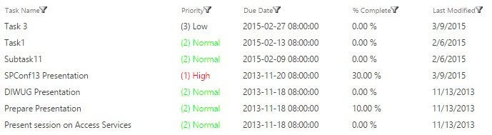 My Tasks using search My Tasks using search