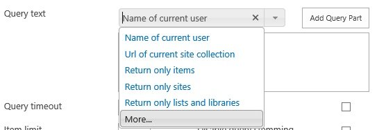 From the Query text list, select More From the Query text list, select More