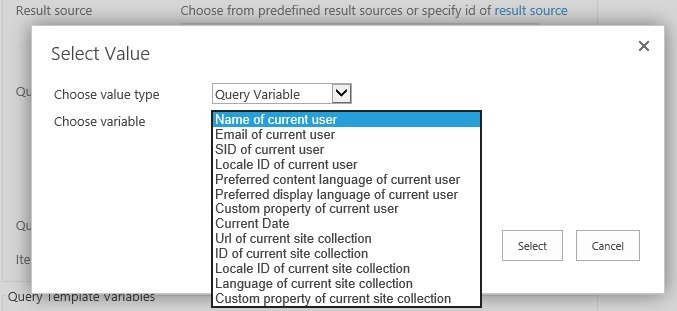 Select value type, variable and then click Select Select value type, variable and then click Select