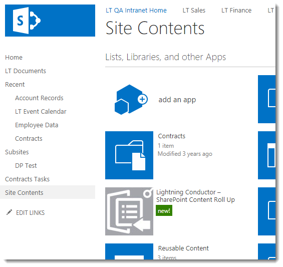 Newly added app to Site Contents Newly added app to Site Contents