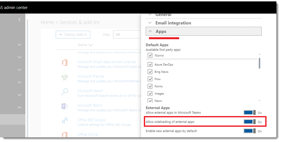 Enable sideloading Enable sideloading
