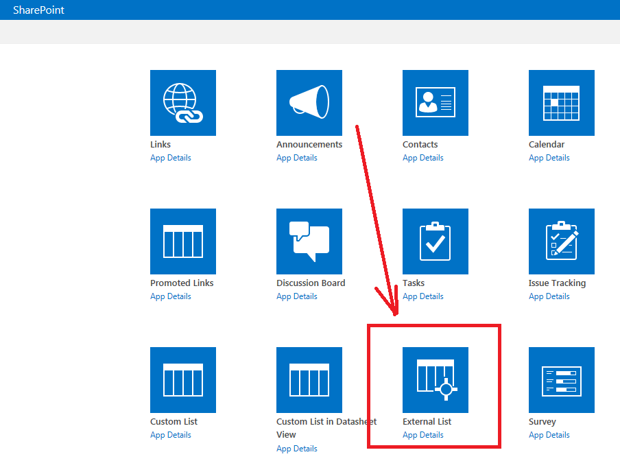 Select 'External List' Select 'External List'