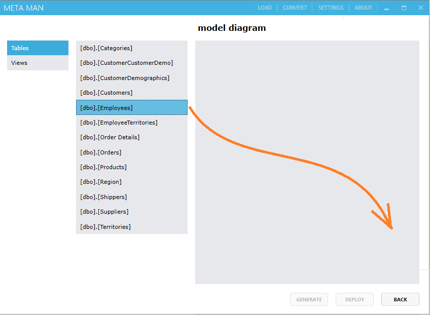 Drag Employees table onto design area Drag Employees table onto design area