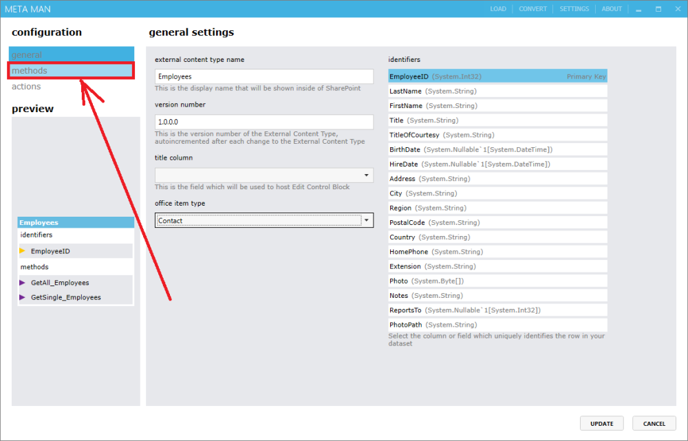 Under configuration, click methods Under configuration, click methods