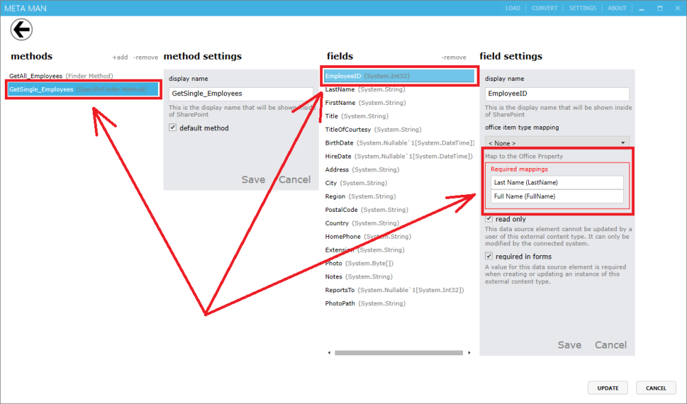 Error message: Required mappings Error message: Required mappings