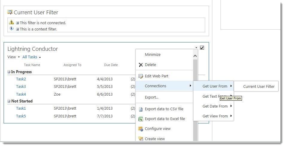 LCWP Web Part Connections LCWP Web Part Connections