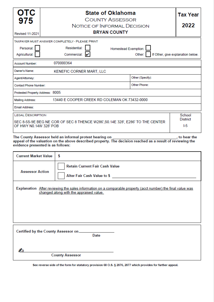 OTC Form 975 Assessment File 1